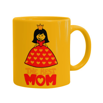 The Best Mom Queen, Ceramic coffee mug yellow, 330ml