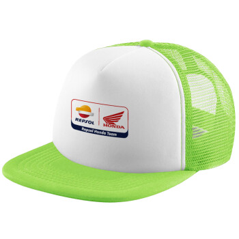 Honda Repsol Team, Adult Soft Trucker Hat with Mesh GREEN/WHITE (POLYESTER, ADULT, ONE SIZE)