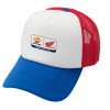 Adult Soft Trucker Hat with Red/Blue/White Mesh (POLYESTER, ADULT, UNISEX, ONE SIZE)