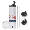 Travel Tumbler 2 Lids, with metal straw & cleaning brush (Stainless steel 304 Food grade, BPA free, 600ml)