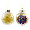 Transparent Christmas tree ball ornament with gold filling 8cm