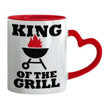 KING of the Grill, Κούπα καρδιά χερούλι κόκκινη, κεραμική, 330ml