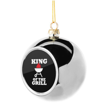 KING of the Grill, Silver 8cm Christmas tree ball ornament