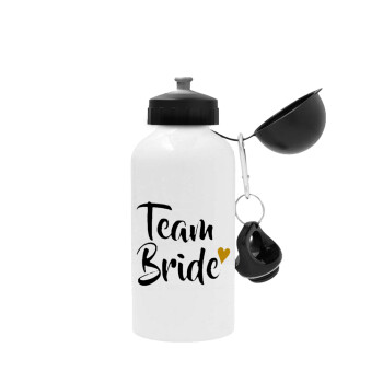 Team Bride, Metal water bottle, White, aluminum 500ml