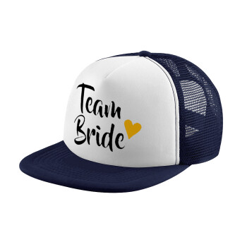 Team Bride, Adult Soft Trucker Hat with Dark Blue/White Mesh (POLYESTER, ADULT, UNISEX, ONE SIZE)