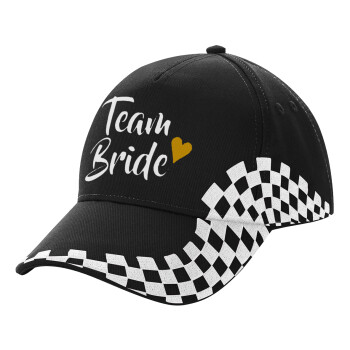 Team Bride, Adult Ultimate BLACK RACING Cap, (100% COTTON DRILL, ADULT, UNISEX, ONE SIZE)