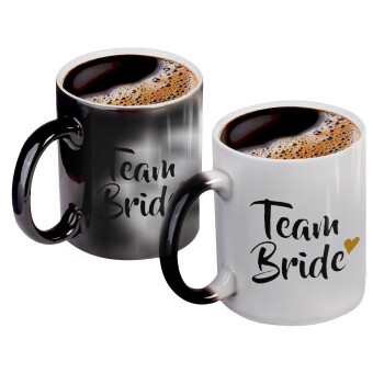 Team Bride, Color changing magic Mug, ceramic, 330ml when adding hot liquid inside, the black colour desappears (1 pcs)