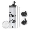 Travel Tumbler 2 Lids, with metal straw & cleaning brush (Stainless steel 304 Food grade, BPA free, 600ml)