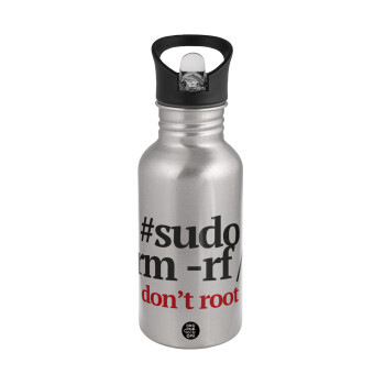 Sudo RM, Water bottle Silver with straw, stainless steel 500ml