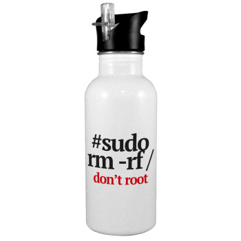 Sudo RM, White water bottle with straw, stainless steel 600ml