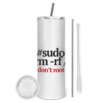 Sudo RM, Tumbler ποτήρι θερμό από ανοξείδωτο ατσάλι 600ml, με μεταλλικό καλαμάκι & βούρτσα καθαρισμού