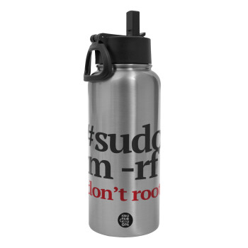 Sudo RM, Metal mug thermo Silver with Straw and Spout Lid (Stainless steel), double wall, 950ml