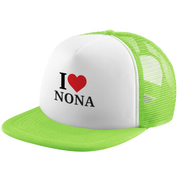 I Love ΝΟΝΑ, Καπέλο Soft Trucker με Δίχτυ Πράσινο/Λευκό