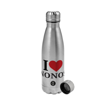 I Love ΝΟΝΟΣ, Metallic water bottle, stainless steel, 750ml