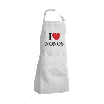 I Love ΝΟΝΟΣ, Adult Chef Apron (with sliders and 2 pockets)