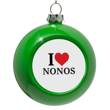 I Love ΝΟΝΟΣ, Green Christmas tree ornament bauble 8cm