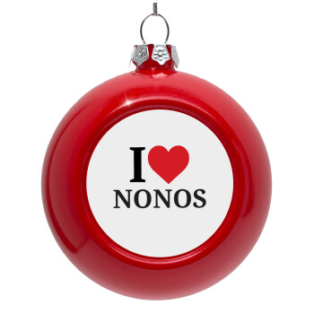 I Love ΝΟΝΟΣ, Red Christmas tree ornament bauble 8cm