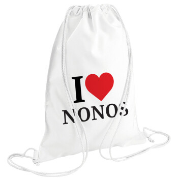 I Love ΝΟΝΟΣ, Backpack pouch GYMBAG white (28x40cm)