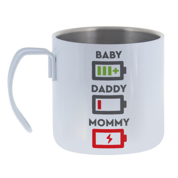 BABY, MOMMY, DADDY Low battery, Κούπα Ανοξείδωτη διπλού τοιχώματος 400ml