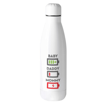 BABY, MOMMY, DADDY Low battery, Μεταλλικό παγούρι θερμός (Stainless steel), 500ml