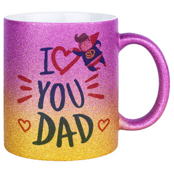 Super Dad, Κούπα Χρυσή/Ροζ Glitter, κεραμική, 330ml