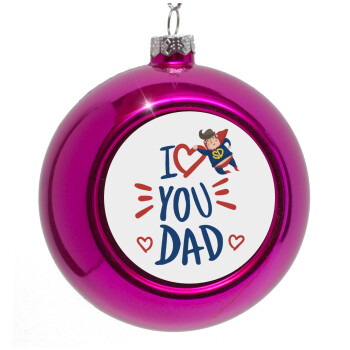 Super Dad, Purple Christmas tree ornament bauble 8cm