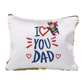 Super Dad, Sequin Gold Pouch Cosmetic Bag