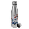 Metallic water bottle, stainless steel, 750ml