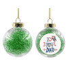 Transparent Christmas tree ball ornament with green filling 8cm