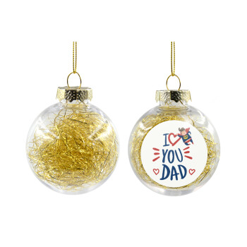 Super Dad, Transparent Christmas tree ball ornament with gold filling 8cm