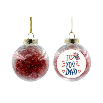 Super Dad, Transparent Christmas tree ball ornament with red filling 8cm