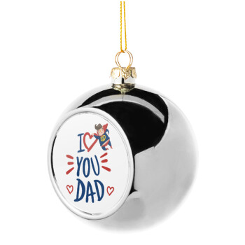 Super Dad, Silver 8cm Christmas tree ball ornament