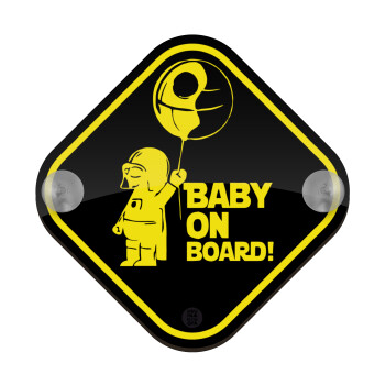 JEDI baby on board, Σήμανση αυτοκινήτου Baby On Board ξύλινο με βεντουζάκια (16x16cm)