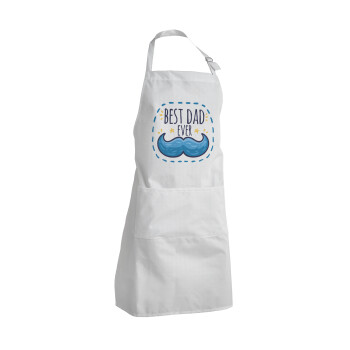 Best dad ever μπλε μουστάκι, Adult Chef Apron (with sliders and 2 pockets)
