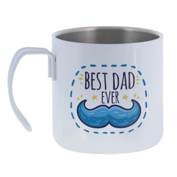 Best dad ever μπλε μουστάκι, Mug Stainless steel double wall 400ml