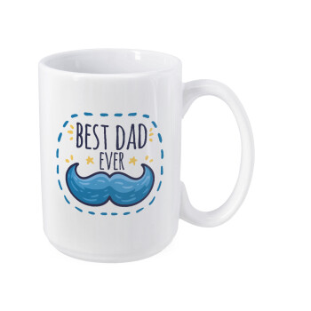 Best dad ever μπλε μουστάκι, Κούπα Mega, κεραμική, 450ml