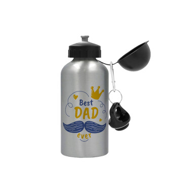 Best dad ever ο Βασιλιάς, Metallic water jug, Silver, aluminum 500ml