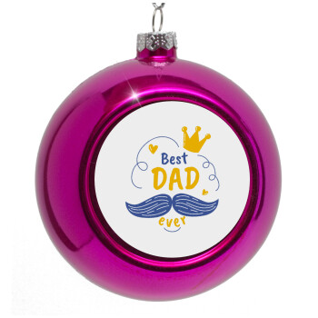 Best dad ever ο Βασιλιάς, Purple Christmas tree ornament bauble 8cm