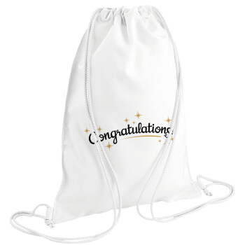 Congratulations, Τσάντα πλάτης πουγκί GYMBAG λευκή (28x40cm)