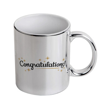 Congratulations, Mug ceramic, silver mirror, 330ml