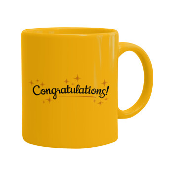Congratulations, Ceramic coffee mug yellow, 330ml (1pcs)