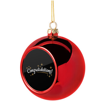 Congratulations, Christmas tree ball Red 8cm