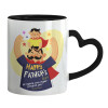 Mug heart black handle, ceramic, 330ml