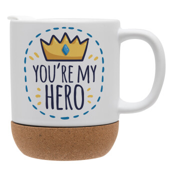 Dad, you are my hero!, Ceramic coffee mug Cork (MAT), 330ml (1pcs)