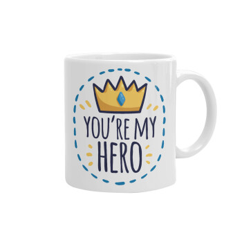Dad, you are my hero!, Ceramic coffee mug, 330ml (1pcs)