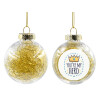 Transparent Christmas tree ball ornament with gold filling 8cm