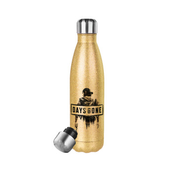 Day's Gone, Glitter gold stainless steel thermos bottle, double-walled, 500ml