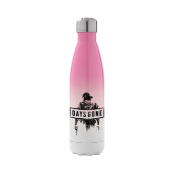 Day's Gone, Metal mug thermos Pink/White (Stainless steel), double wall, 500ml