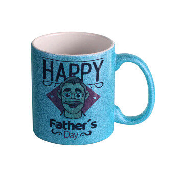 Για την γιορτή του μπαμπά!, Κούπα Σιέλ Glitter που γυαλίζει, κεραμική, 330ml