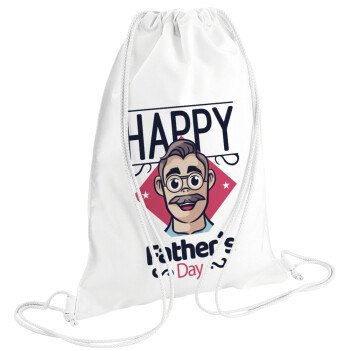 Για την γιορτή του μπαμπά!, Τσάντα πλάτης πουγκί GYMBAG λευκή (28x40cm)